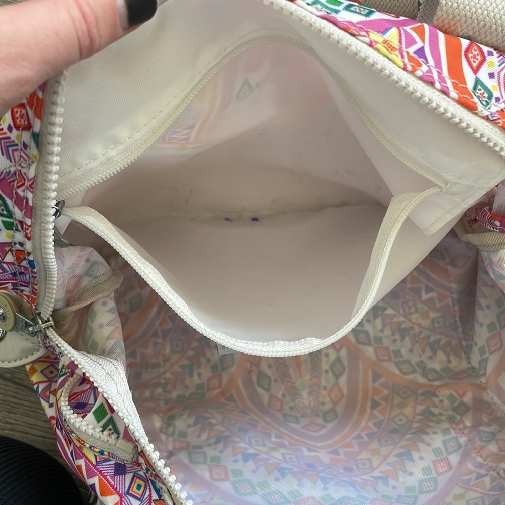 Kipling | Jumping for Joy Art U Expandable Shoulder Travel Bag White Pink - Picture 11 of 11
